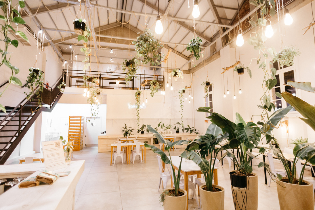 Creative design of bright stylish cafe
